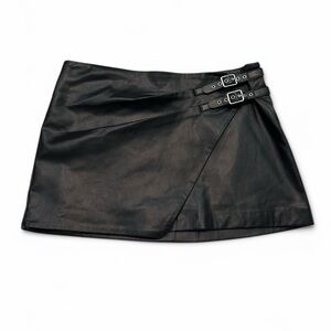 Zara Faux Leather Mini Skirt with Buckle Detail